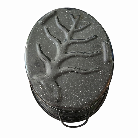 Vintage 1970s Speckled Enamel Turkey Beef Roaster w Lid Kitchen 16" - Picture 3 of 8